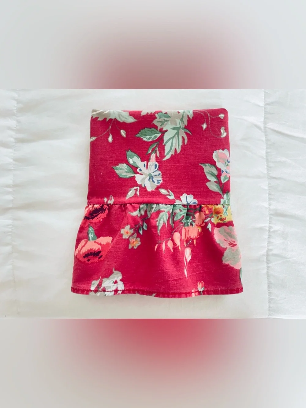 Ralph Lauren Pillowcase Beach House Fuchsia Ruffle Floral Cotton Standard Sz